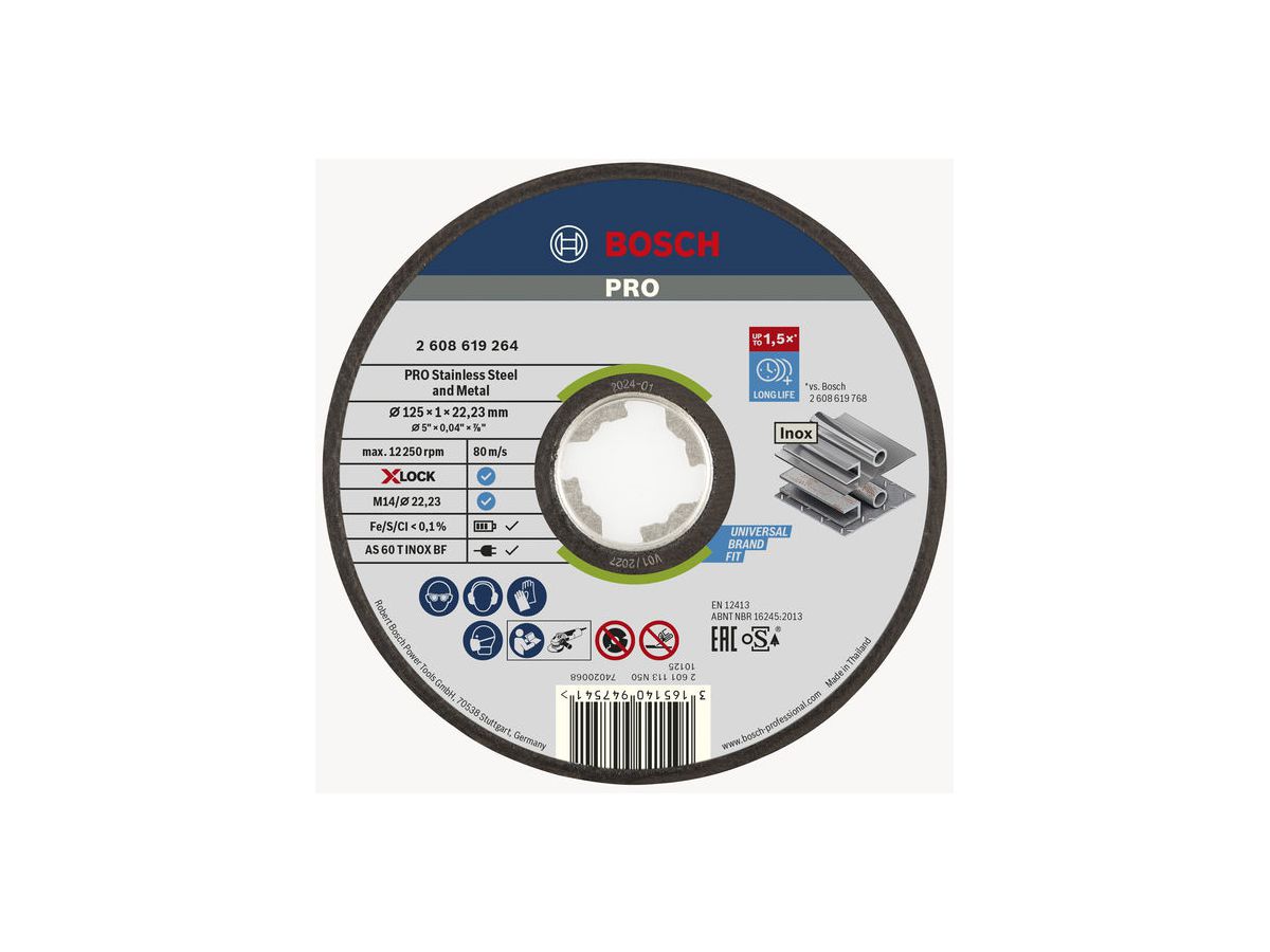 BOSCH X-LOCK Trennscheibe 125X1mm Rapido INOX ger.