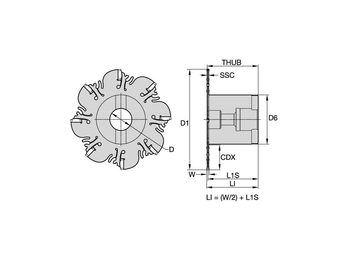 KENNAMETAL KNSU040R08X16S100 KNS SLOTTING CUTTER Inch 4D 1.6W 08Z