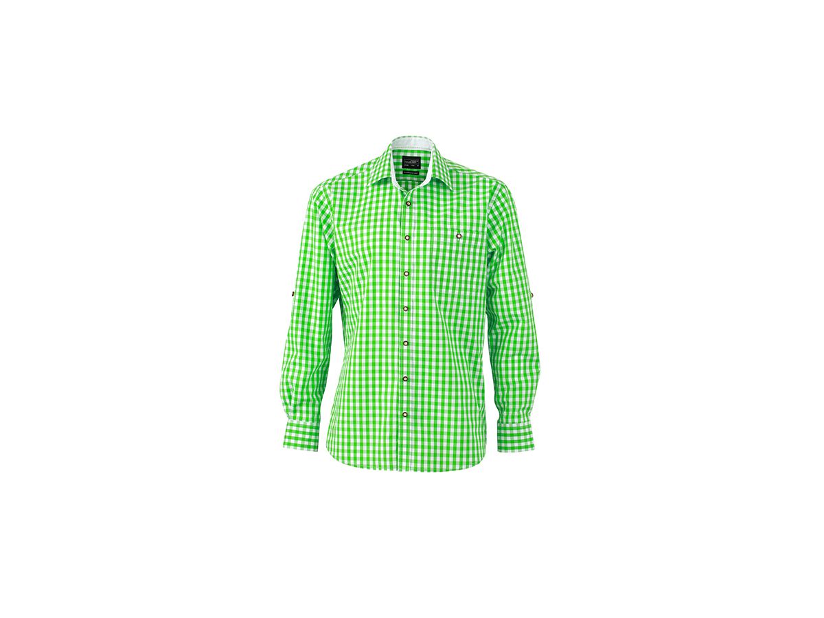 JN Mens Traditional Shirt JN638 100% BW, green/white, Größe M