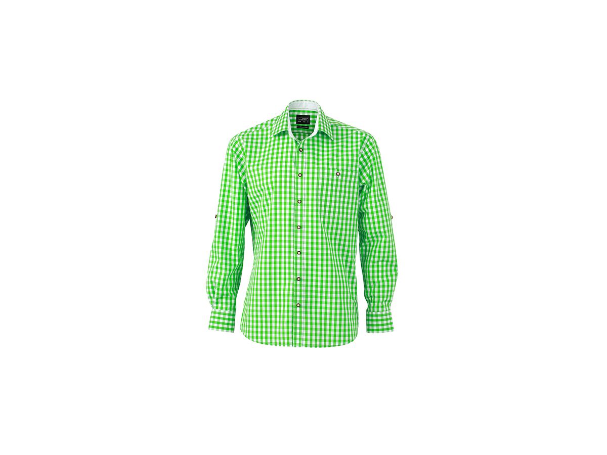 JN Mens Traditional Shirt JN638 100% BW, green/white, Größe L