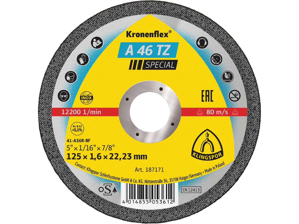 TRENNSCHEIBE A46TZ  V2A 125X1,6MM GER.  KLINGSPOR