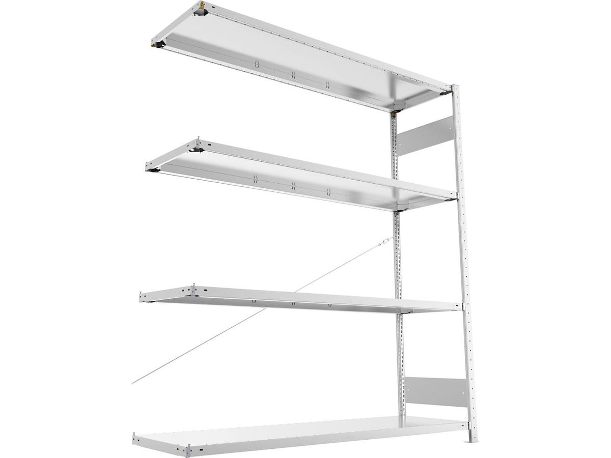 META Steckregal S3 CLIP 200 Fachl. 200kg vzk Anbaufeld 4 Böden B1700Xt500Xh2000mm