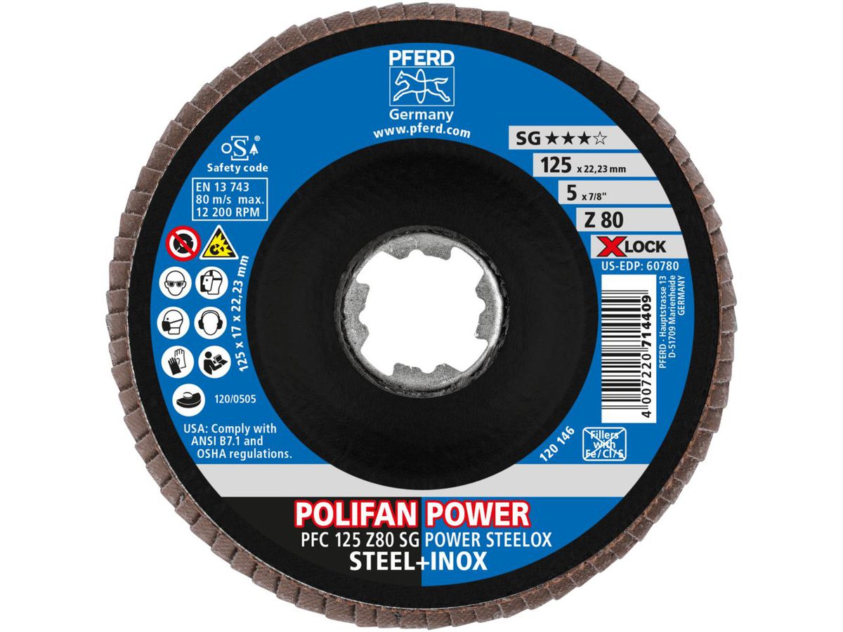 PFERD Fächerschleifscheibe X-LOCK 125mm K80 SGP