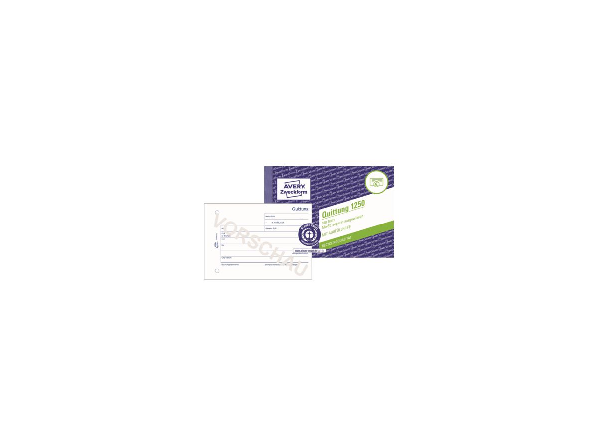 Avery Zweckform Quittung 1250 DIN A6 quer 100Blatt
