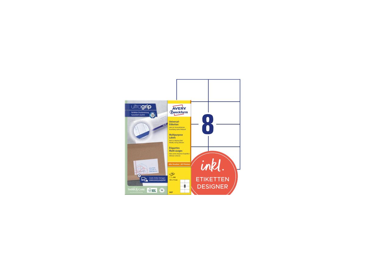 Avery Zweckform Universaletikett 3427 105x74mm weiß 800 St./Pack.