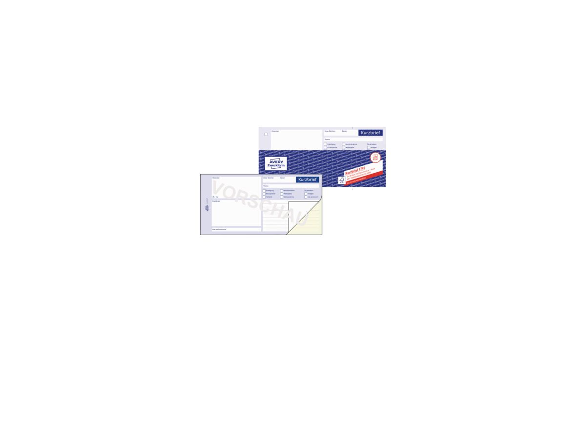 Avery Zweckform Kurzbrief 1741 1/3 DIN A4 2x40Blatt