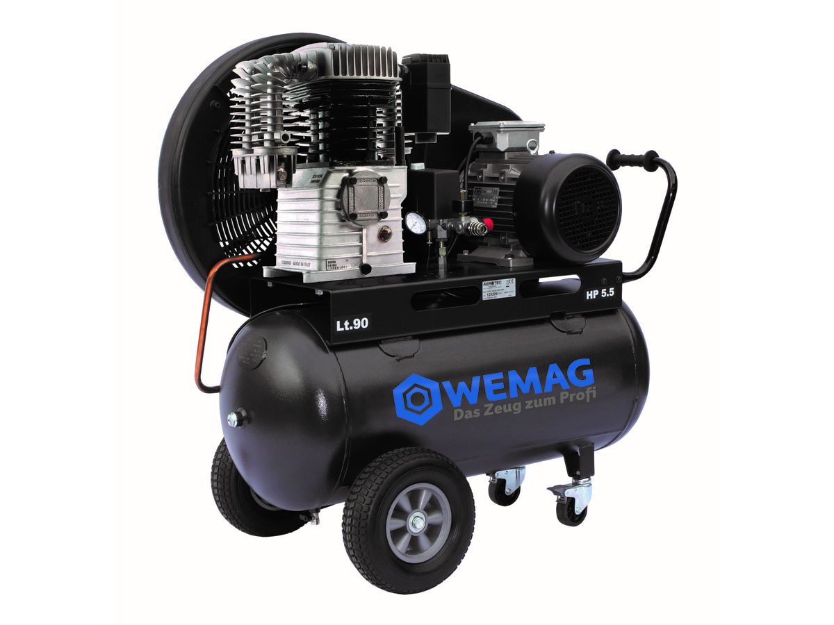 WEMAG Kolben-Kompressor 780-90 Pro 4 kW 10 bar 90 L. Kessel 400V/50 Hz, fahrbar