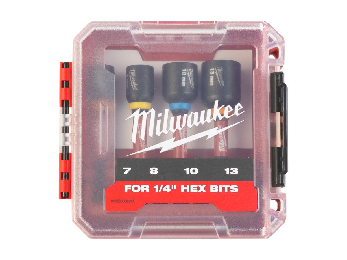 MILWAUKEE SHOCKWAVE Steckschlüssel -Set 1/4", 7/8/10/13 mm, 4-teilig