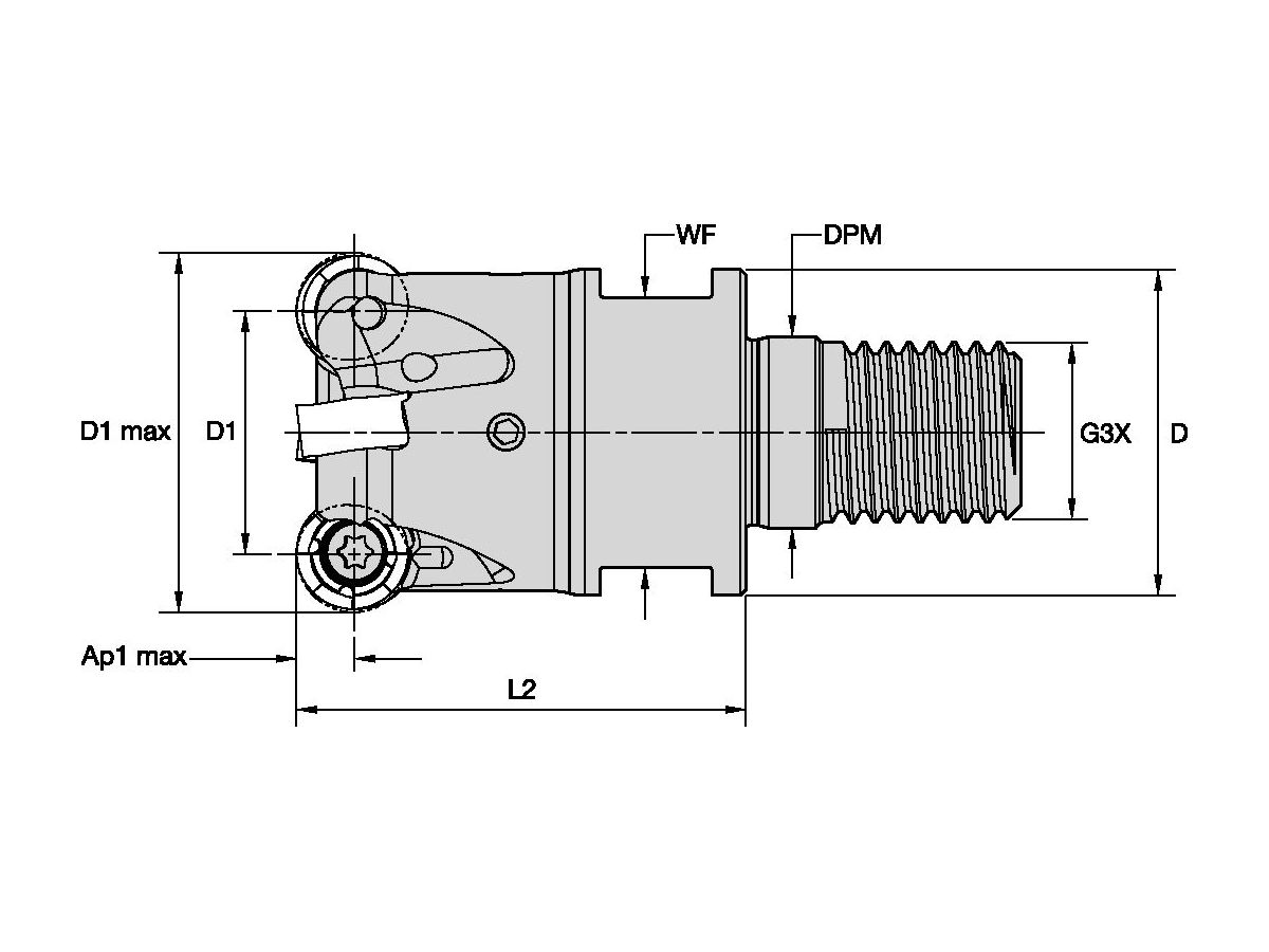 KENNAMETAL KDR100R1003M12L125 RODEKA IC10 D=1.00 Z=3 SCREW-ON