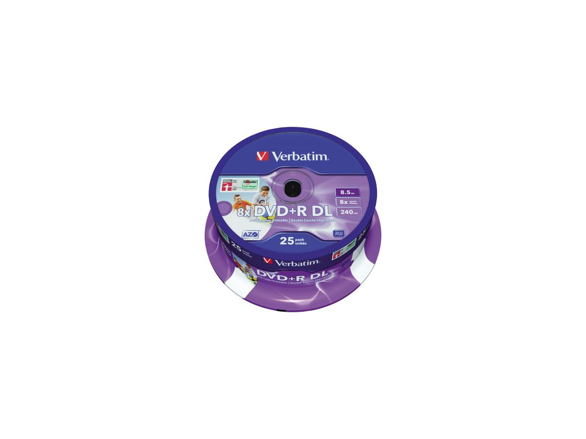 Verbatim DVD+R 43667 8x 8,5GB DL 240Min. Spindel 25 St./Pack.
