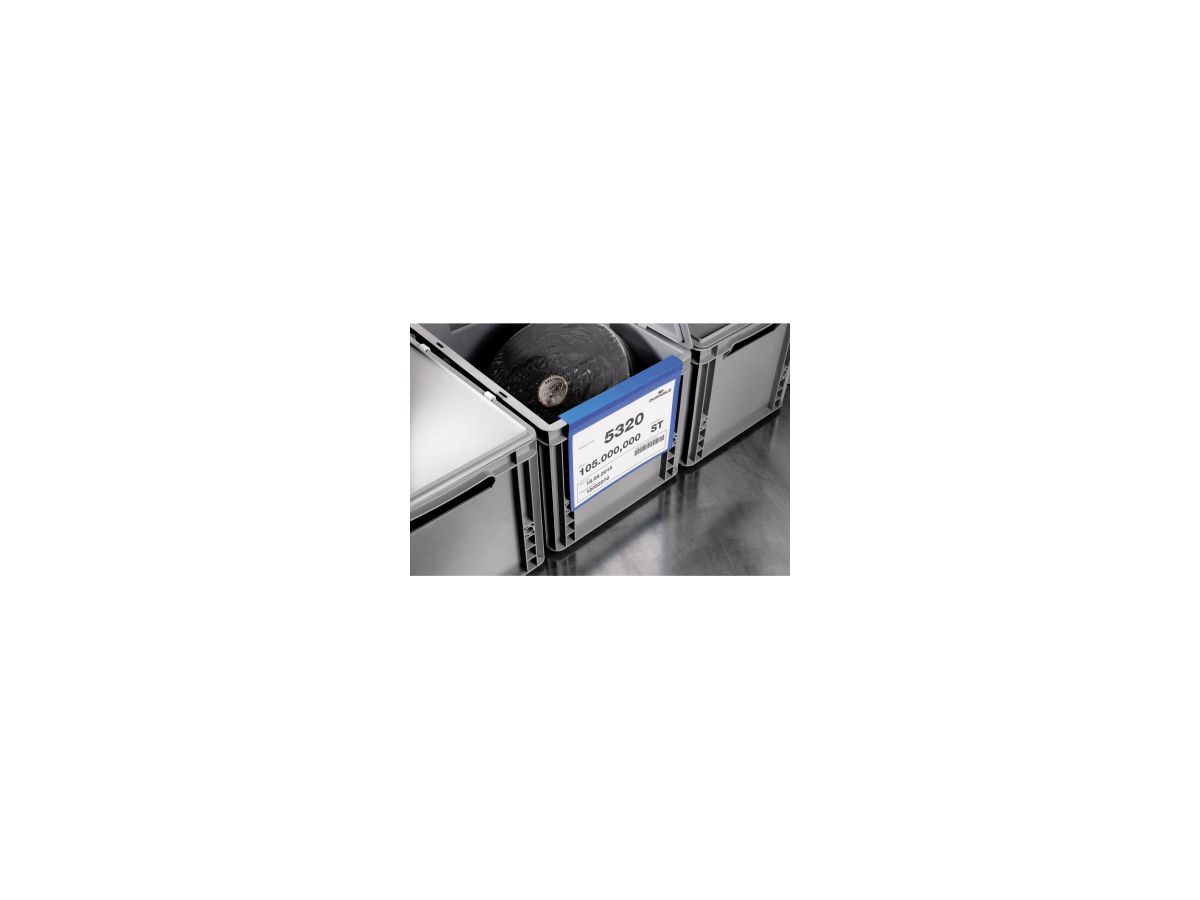 DURABLE Kennzeichnungstasche mit Falz, A4 quer 210x297 dunkelblau Pack a 50 St.