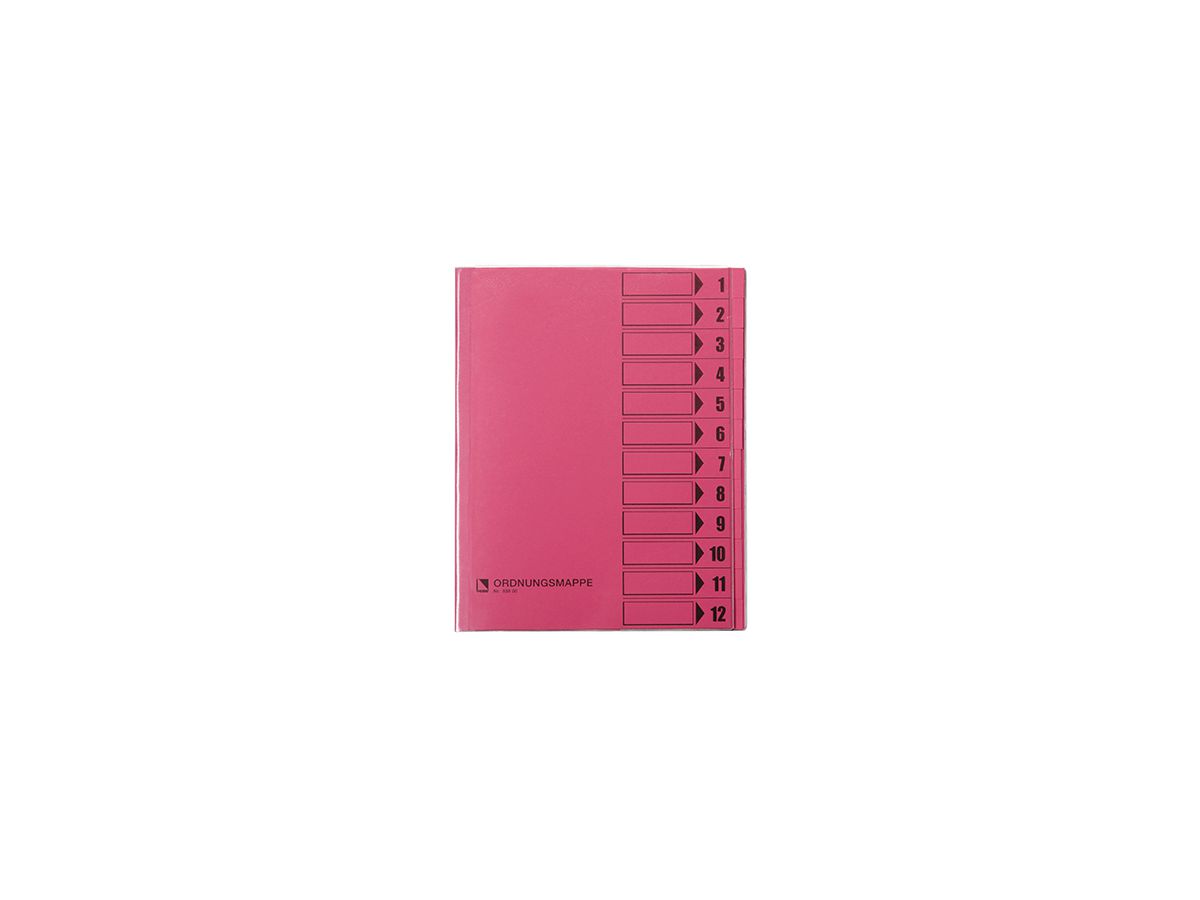 Bene Ordnungsmappe 083800RS DIN A4 12Fächer PVC rosa