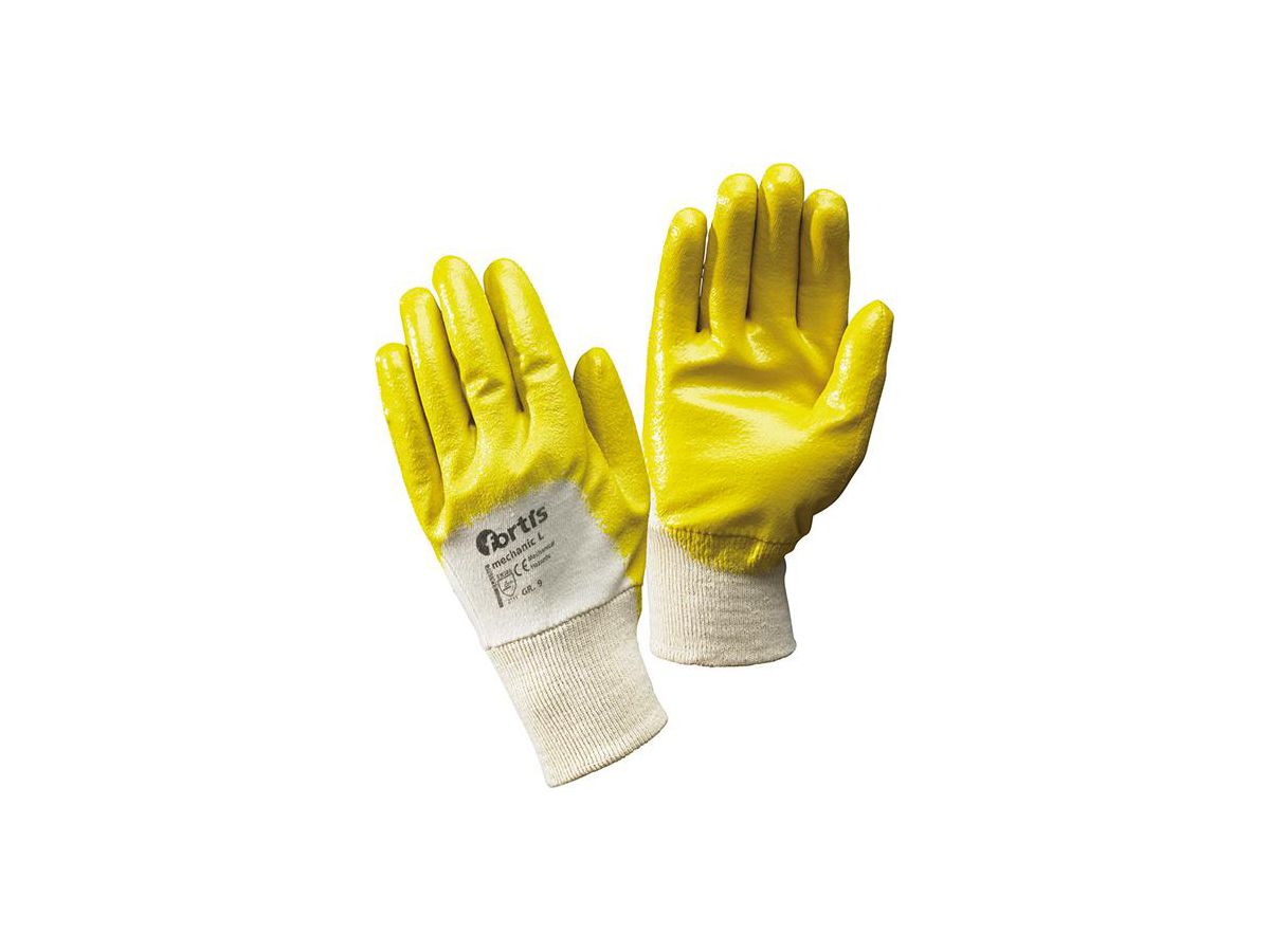 FORTIS Handschuh MechanicL gelb, Nitril, leicht, 12 Paar, Größe 7