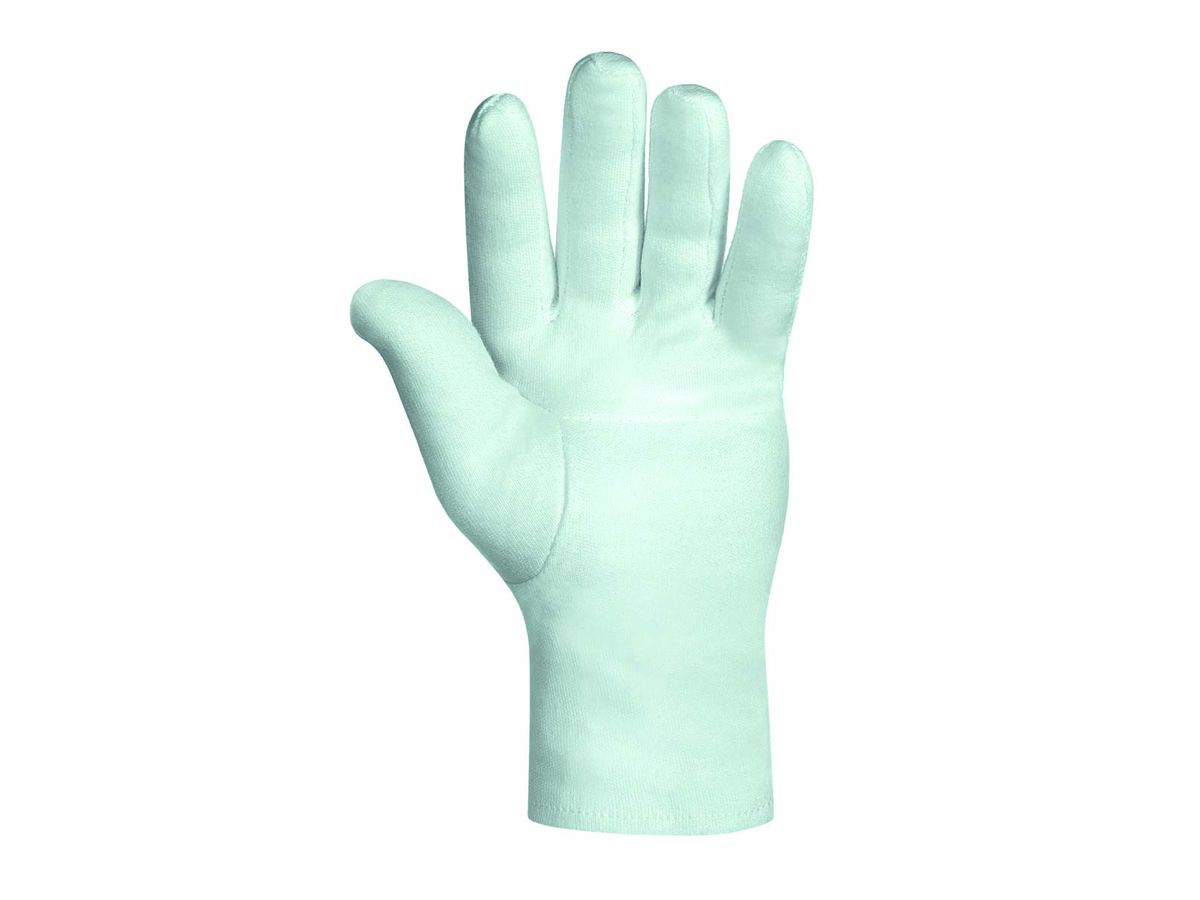 Baumwoll - Trikot Handschuh ERLE plus weiß gebleicht verst. Innenhand Gr. 10