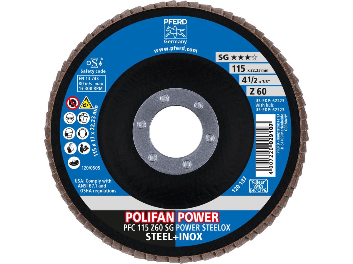 Flap disc convex ZK 115X22mm K 60 Pferd