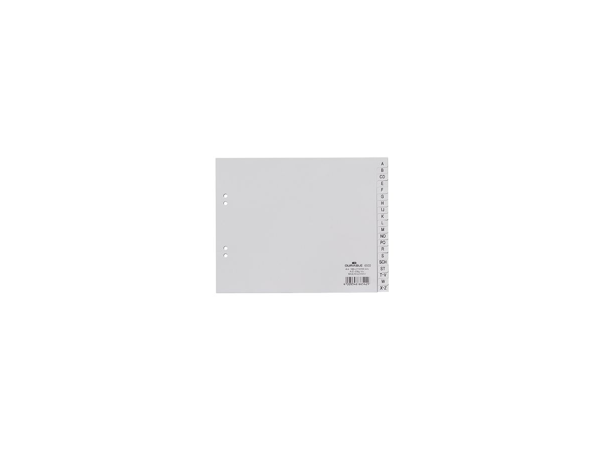 DURABLE Register 650010 DIN A4 teildeckend A-Z 20teilg PP grau