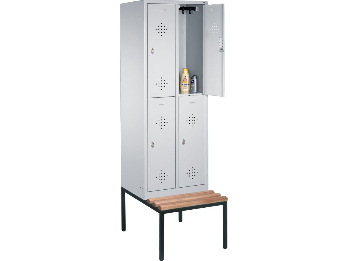 CP Double deck locker with base 1800x1590x500, 4x2, grey/grey