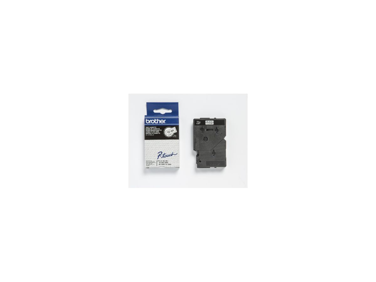 P-touch Schriftbandkassette TC101 12mmx7,7m laminiert sw auf fl