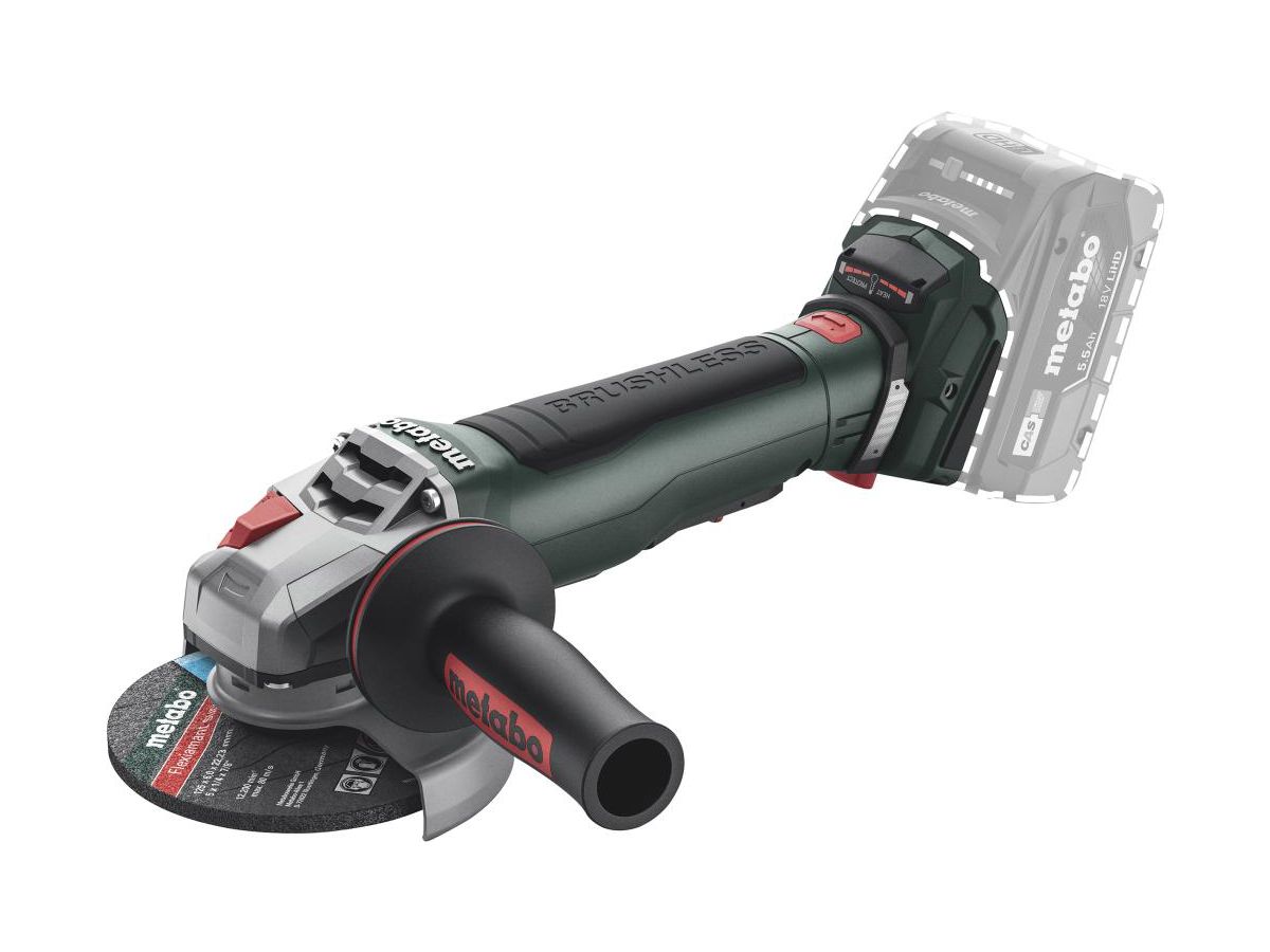 METABO Akku-Winkelschleifer WPB 18 LT BL 11-125 Quick, solo, in metaBOX 165 L