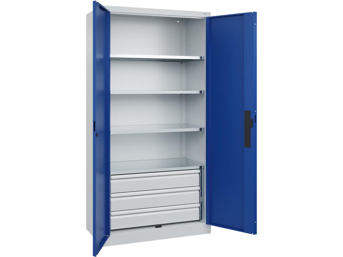 CP Schwerlastschrank Acurado 3SL 4 Böden B1000xT500xH1950mm RAL 7035/5010