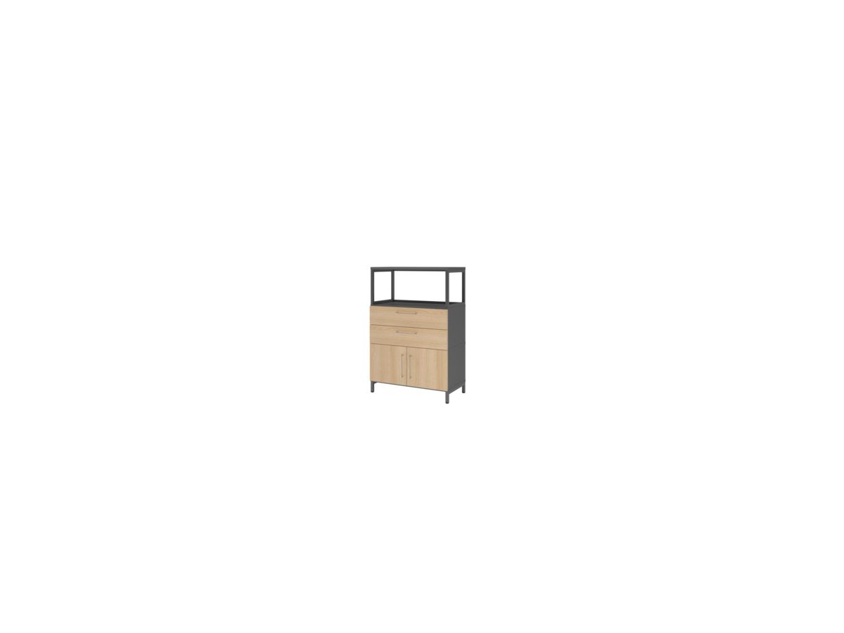 Kombischrank FlexWall B800xT400xH1180mm 3 OH 2 Türen 2 Schubladen graphit/eiche