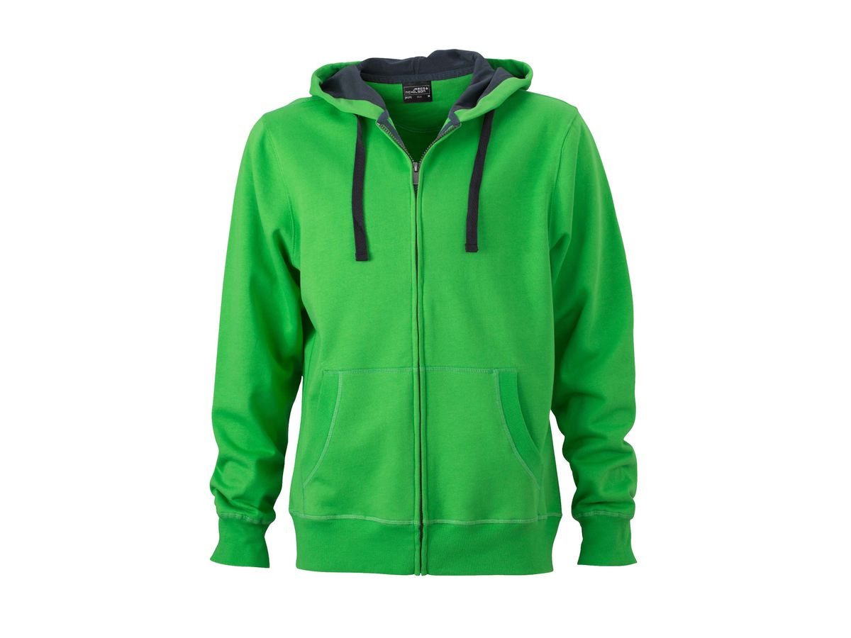 JN Mens Hooded Jacket JN595 80%BW/20%PES, green/carbon, Größe S