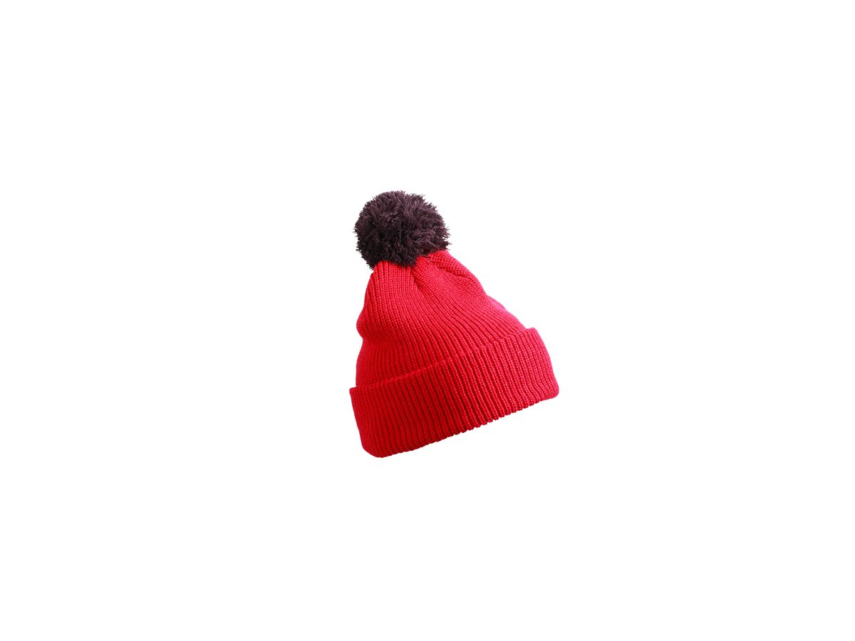 mb Pompon Hat with Brim MB7967 100%PAC, berry/maroon, Größe one size