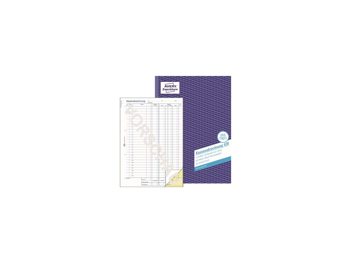 Avery Zweckform Kassenabrechnung 428 DIN A4 2x50Blatt