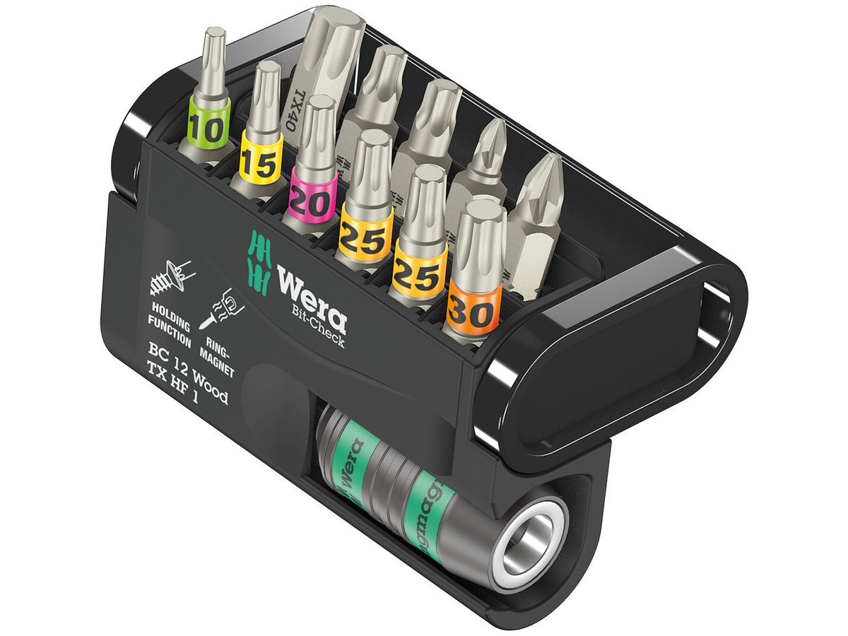 WERA Bits-Sortiment Bit-Check 12 Wood TX HF 1, 12-teilig