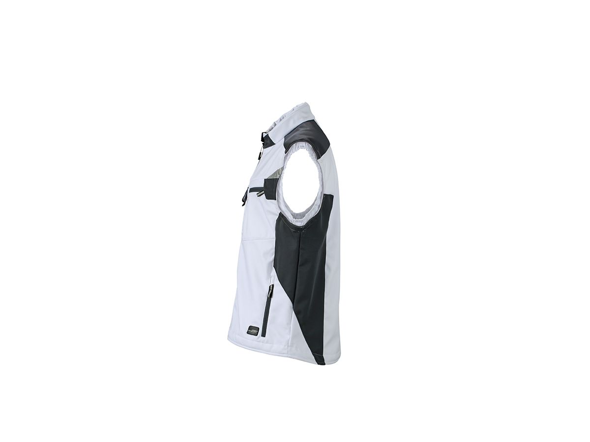 JN Workwear Softshell Vest JN845 100%PES, white/carbon, Größe 2XL