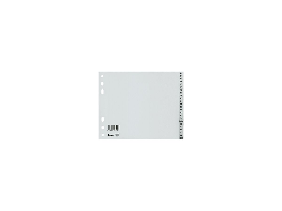 Bene Register 93200 A-Z DIN A4 halbe Höhe 24teilig Kunststoff grau