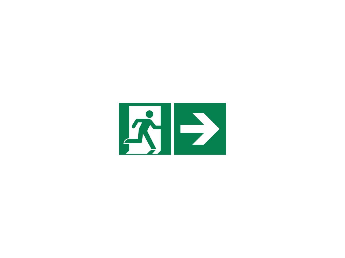 Hinweisschild Rettungsweg rechts 30x15cm Hart-PVC