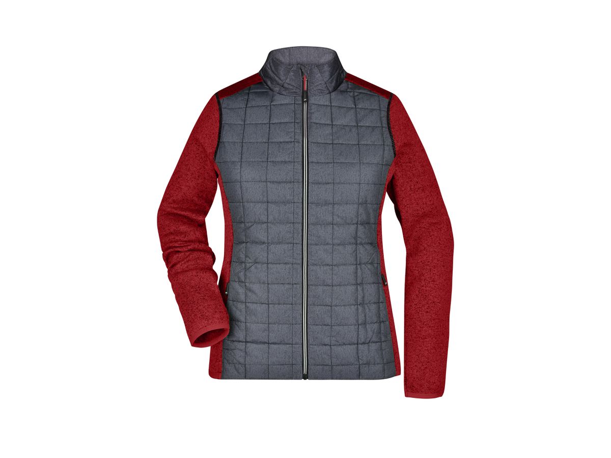 JN Ladies' Knitted Hybrid Jacket JN741 red-melange/anthracite-melange Gr. 2XL