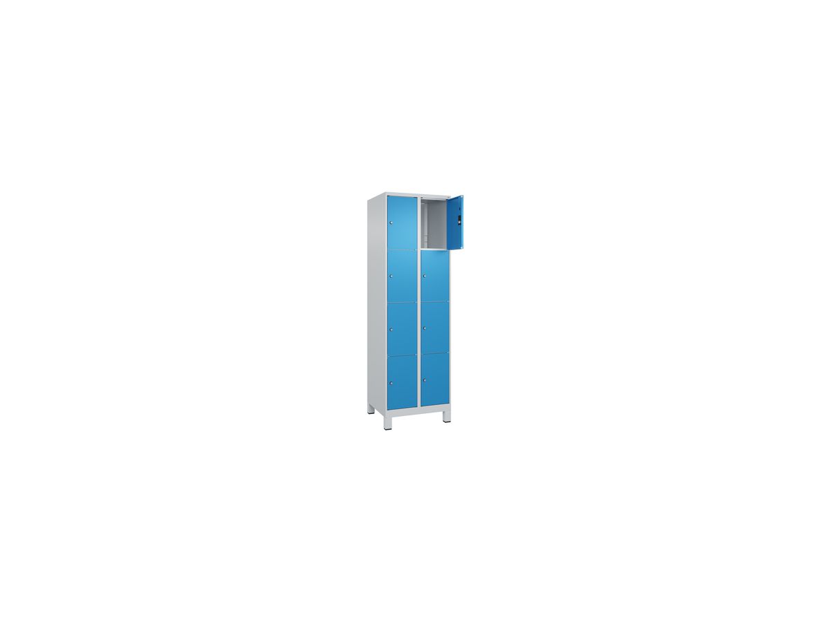 C+P Fächerschrank CLASSIC, Füße 1950x600x500mm, 7035/5012, 2x4 Fächer