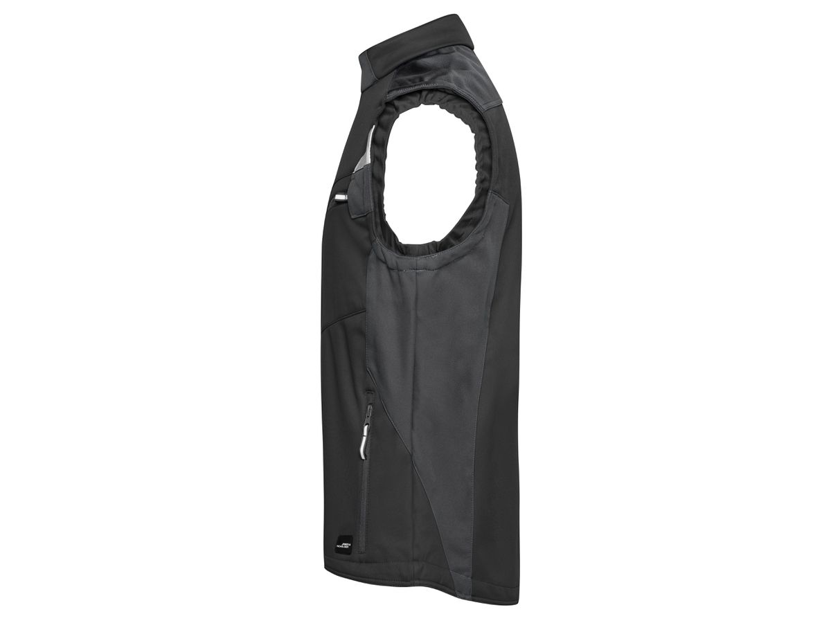 JN Workwear Softshell Vest JN845 100%PES, black/black, Größe 5XL