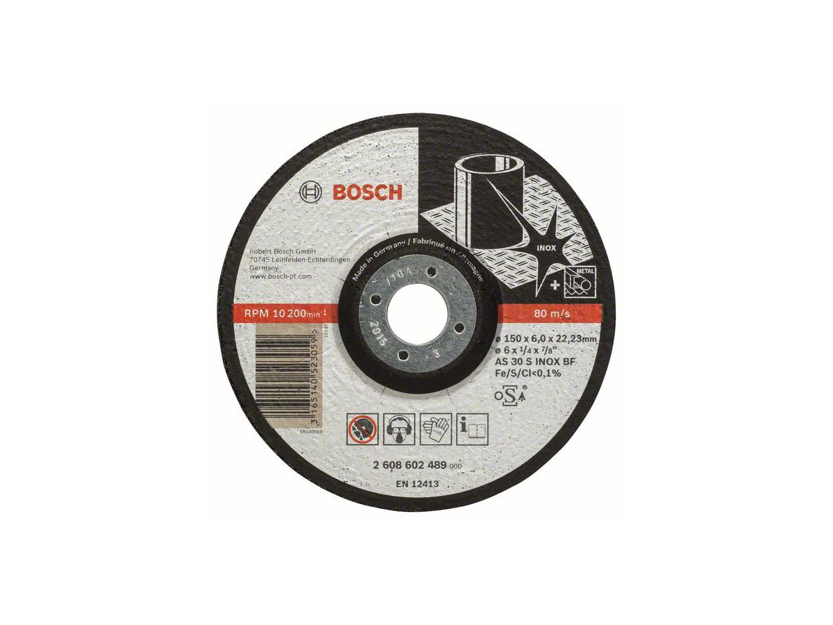 BOSCH Schruppscheibe gekröpft, Expert for Inox AS 30 S INOX BF, 150 mm,
