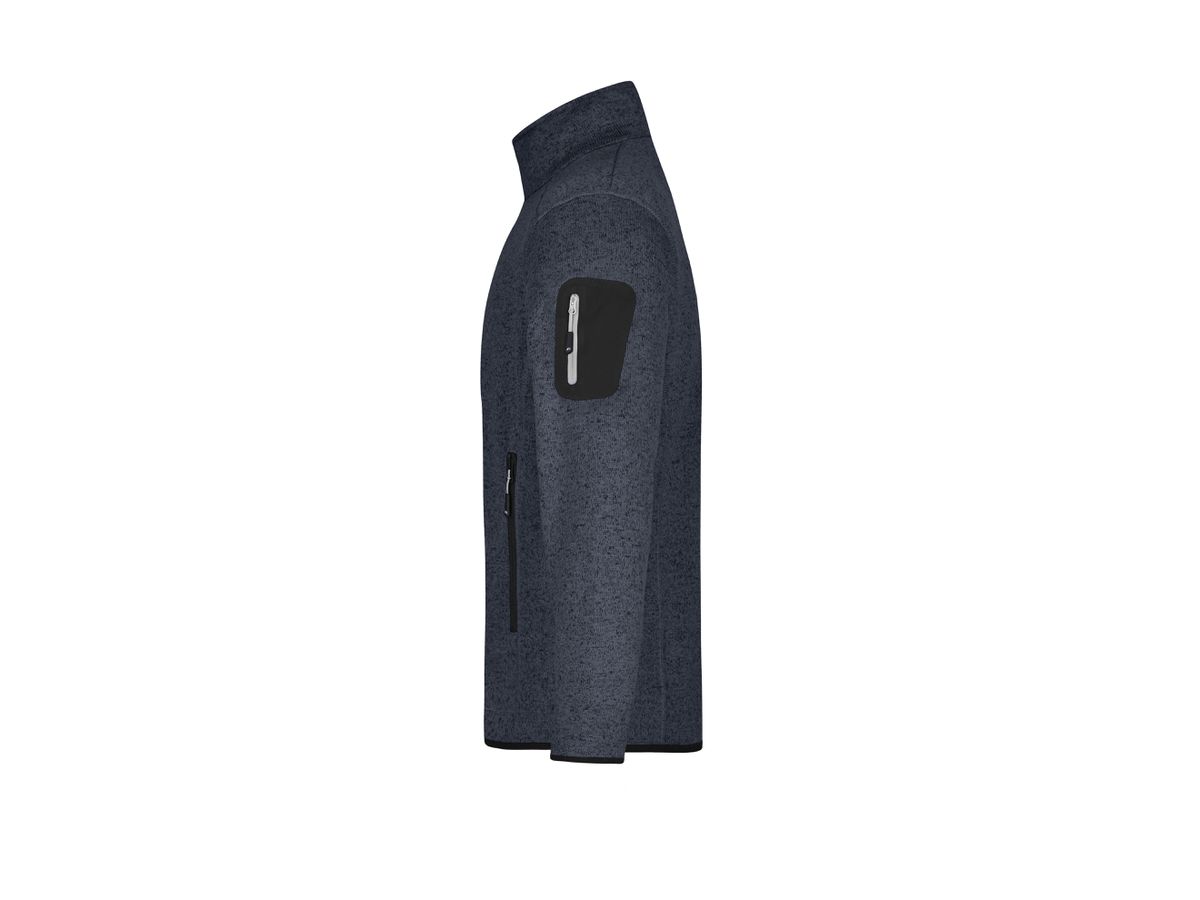 JN Mens Knitted Fleece Jacket JN762 100%PES, dark-grey-melange/silver, Gr XL
