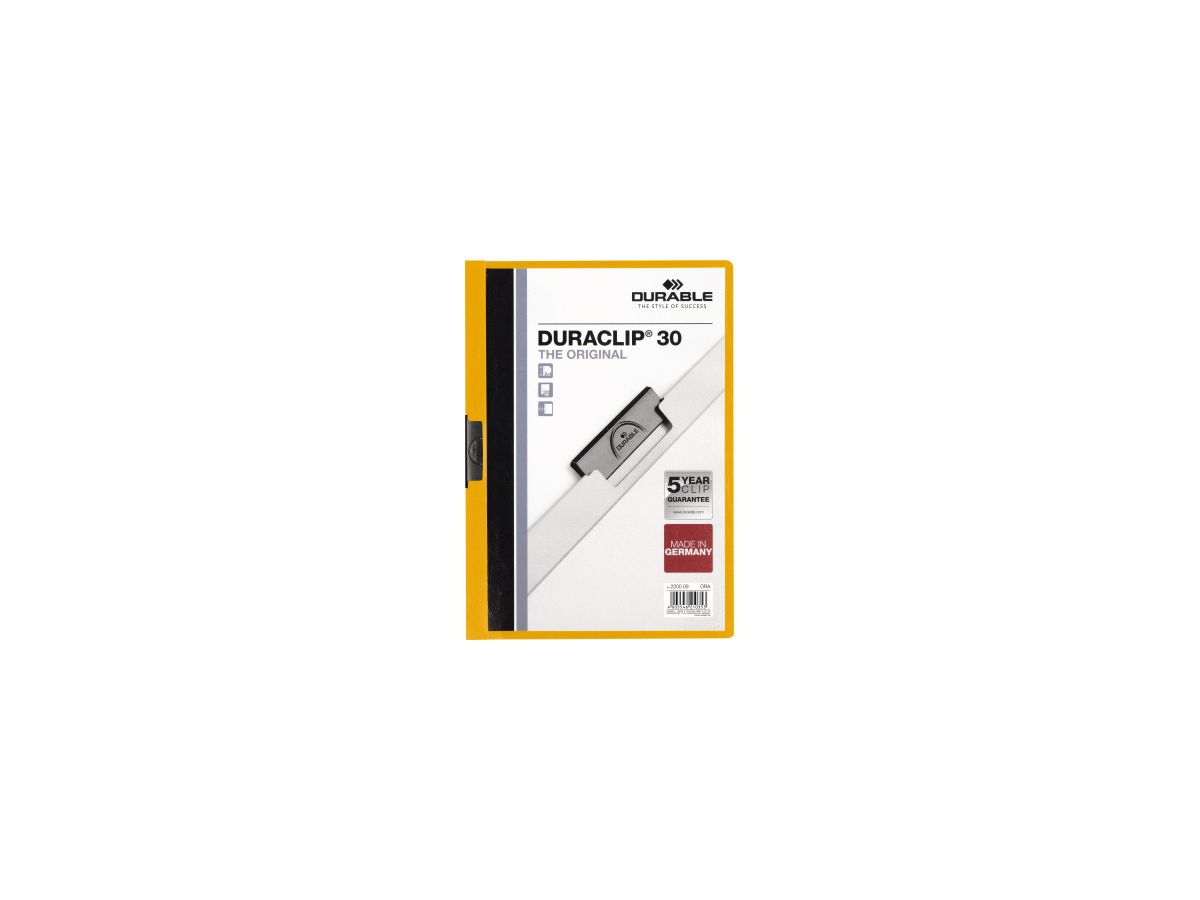 DURABLE Klemmmappe DURACLIP 30 220009 DIN A4 Polyethylen orange