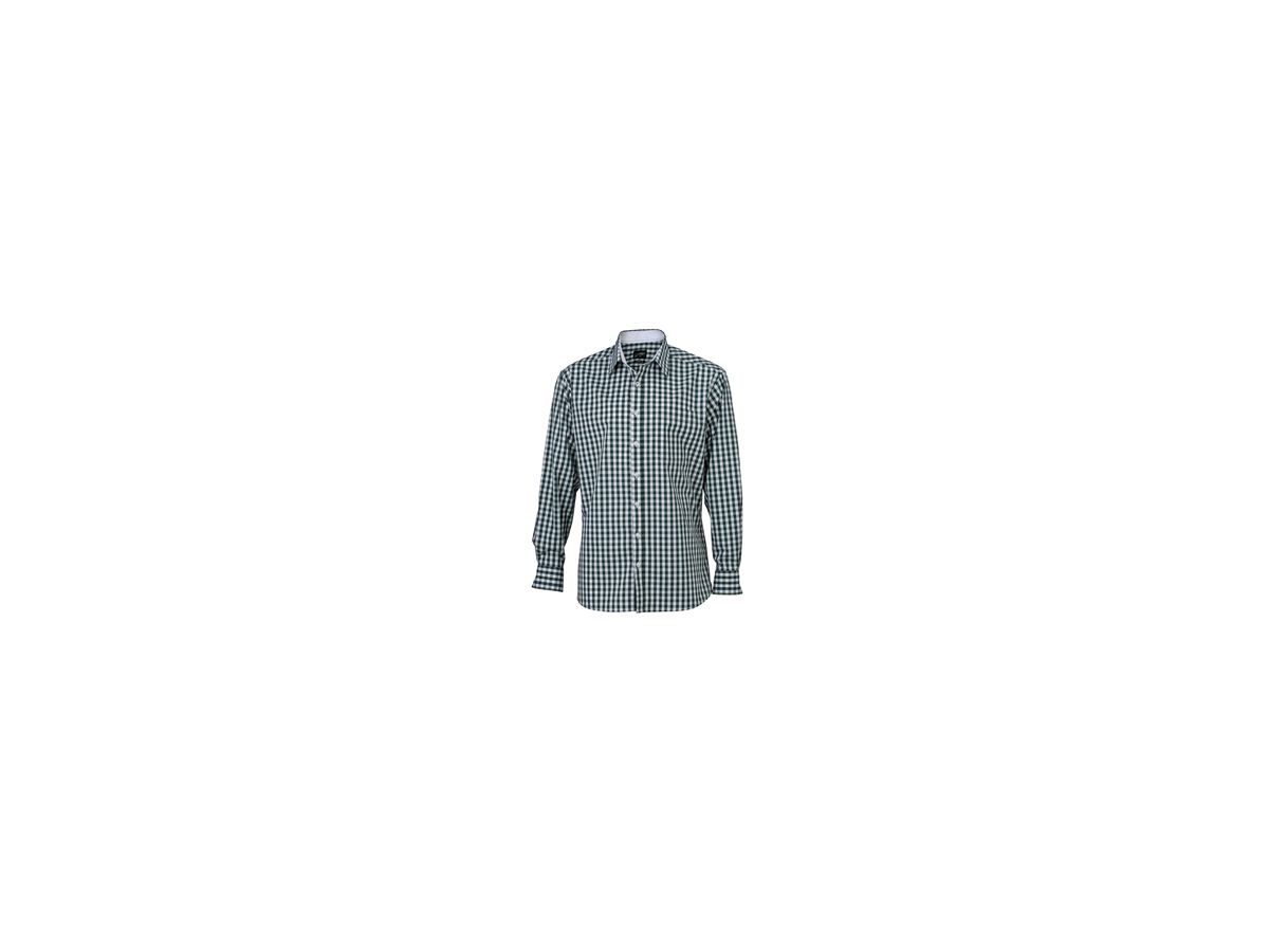 JN Mens Checked Shirt JN617 100% BW, forest-green/white, Größe L