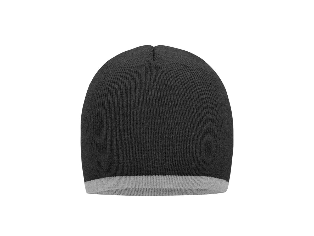 mb Beanie with Contrasting Border MB7584 grey-mel./light-grey-mel., Gr. one size