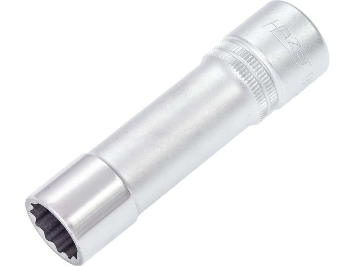 Socket wrench insert long 1/2" 15mm bi-hex DIN3124