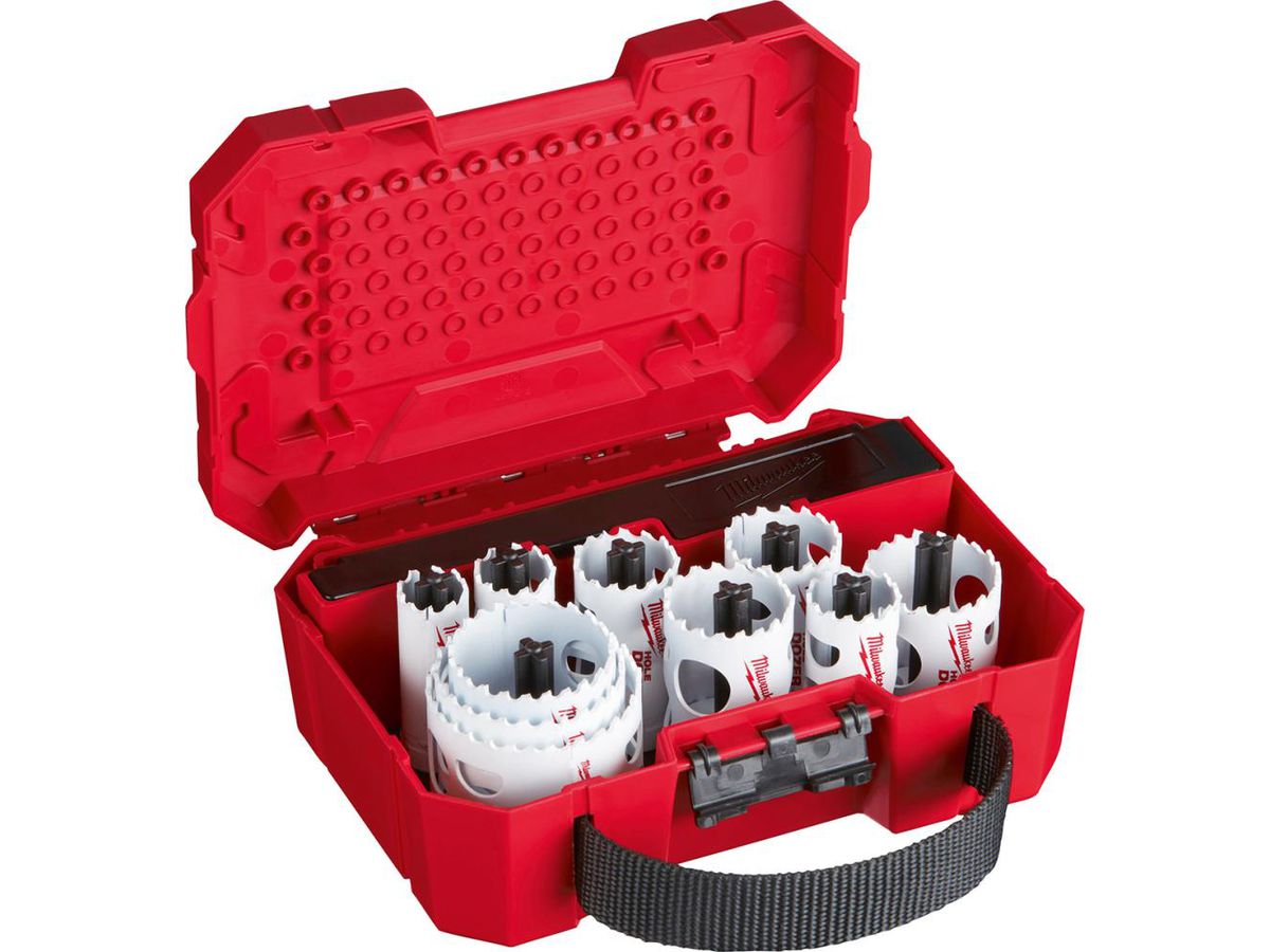 MILWAUKEE Lochsägen Bi-Metall Set 14-tlg 19 - 57 mm, Adapter, Leichtwelle, Bohrer