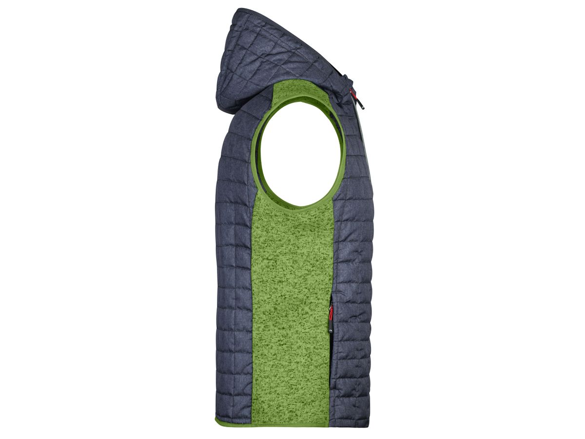 JN Men's Knitted Hybrid Vest JN768 kiwi-melange/anthracite-melange, Größe M