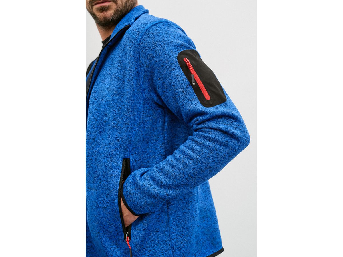 JN Mens Knitted Fleece Jacket JN762 100%PES, dark-grey-melange/silver, Gr XL
