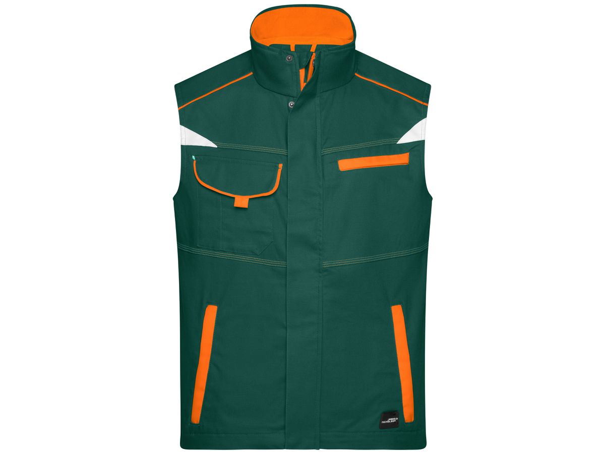 JN Workwear Vest - COLOR - JN850 dark-green/orange, Größe XS