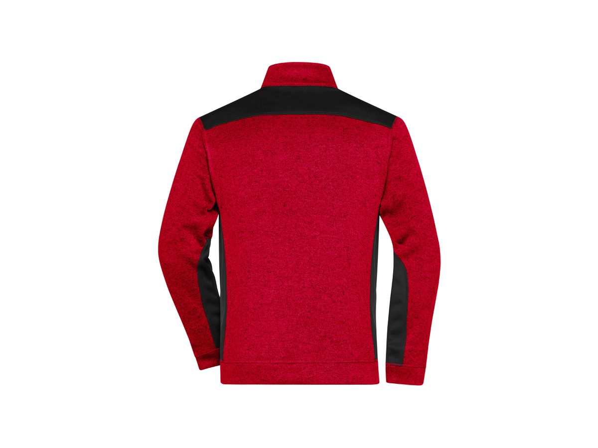 JN Herren-Strickfleece Jacke JN864 red-melange/black, Größe XXL