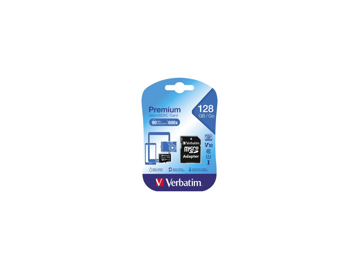 Verbatim Speicherkarte micoSDXC 44085 Class 10 128GB +Adapter