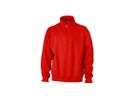 JN Workwear Half Zip Sweat JN831 70%BW/30%PES, red, Größe XS