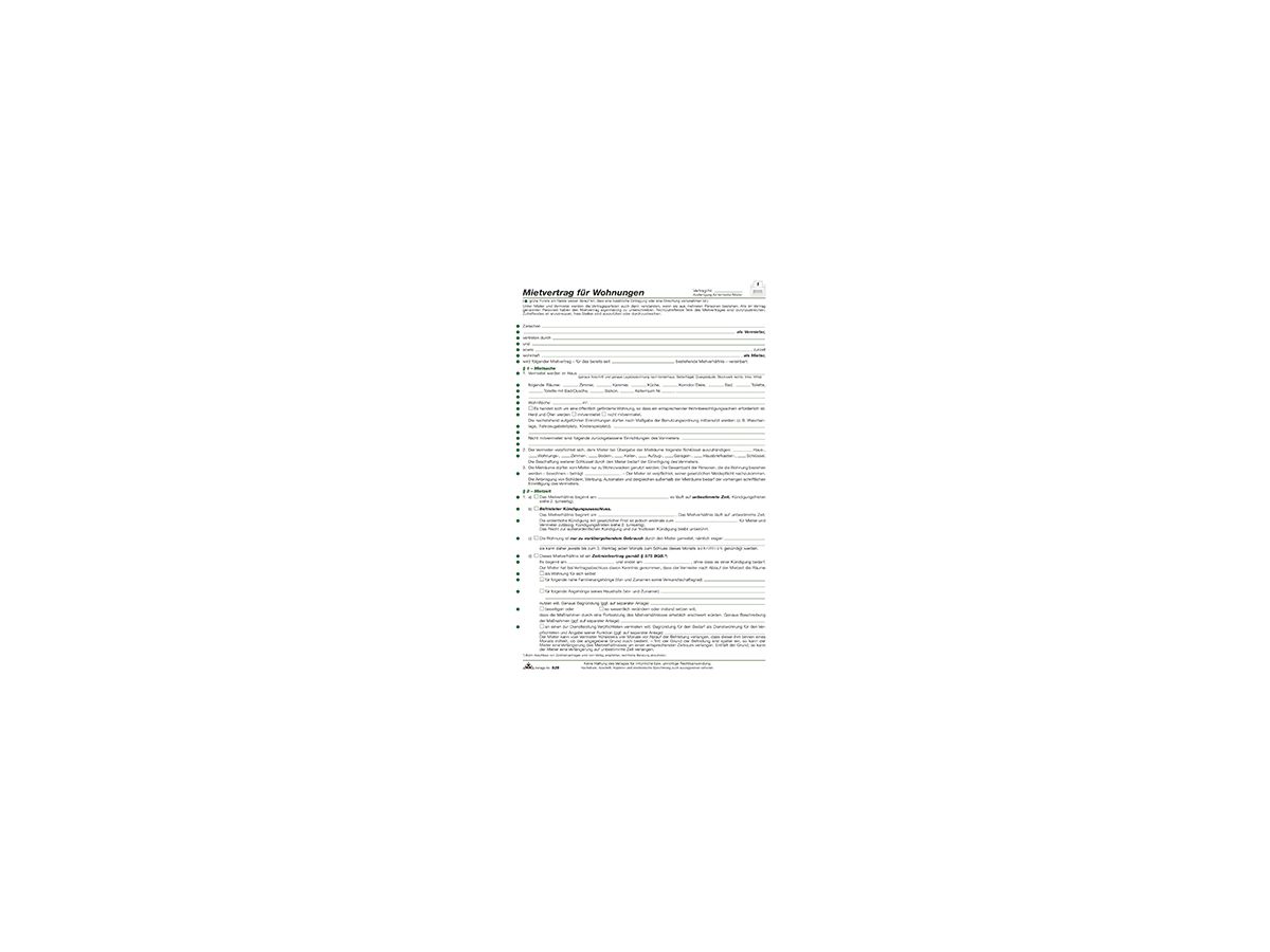 RNK Mietvertrag 525 Wohnung DIN A4 6Blatt