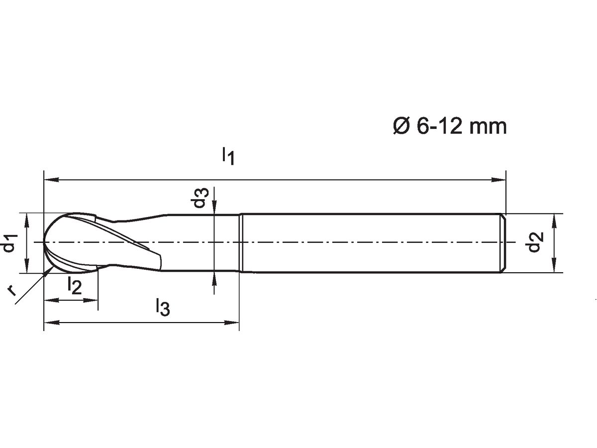 KugelfräserHSC WNVHM TiALN 10mm Z 2 HA K.Z Gühring